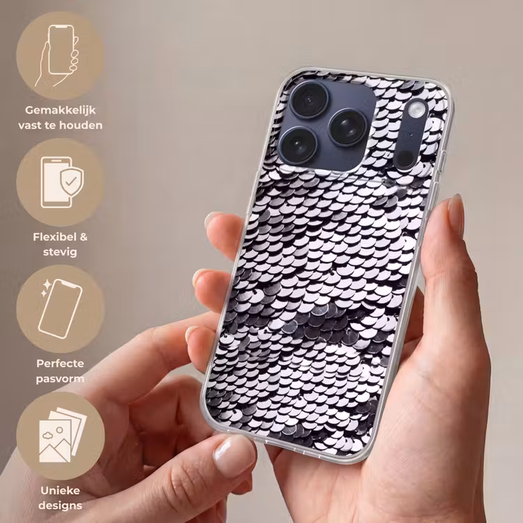 Telefoonhoesje - Pailletten - Zilver - Patroon — 4