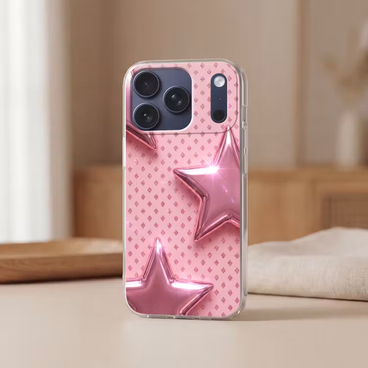 Telefoonhoesje - Sterren - Roze - Abstract — 3