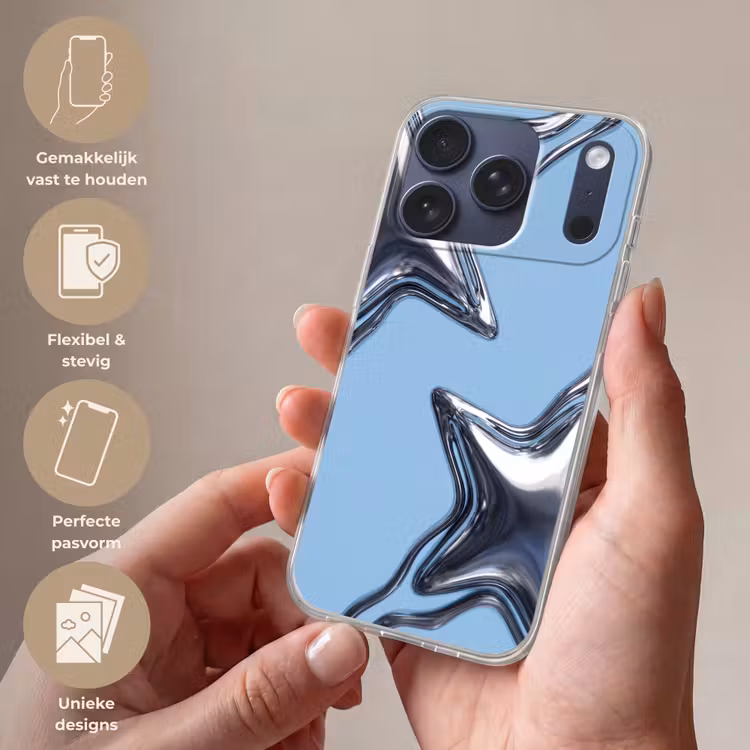 Telefoonhoesje - Sterren - Vloeibaar - Zilver — 4