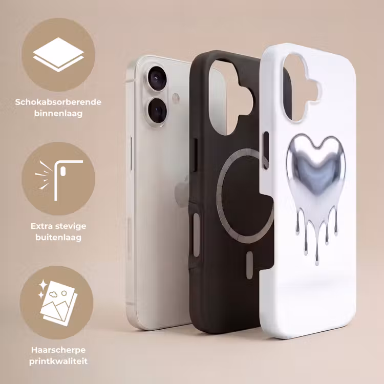 Telefoonhoesje Toughcase - Zilveren hart - Abstract — 3