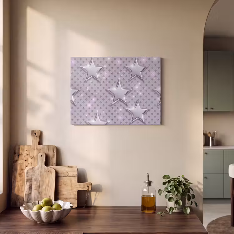 Akoestisch schilderij - Sterren - Zilver - Abstract — 3