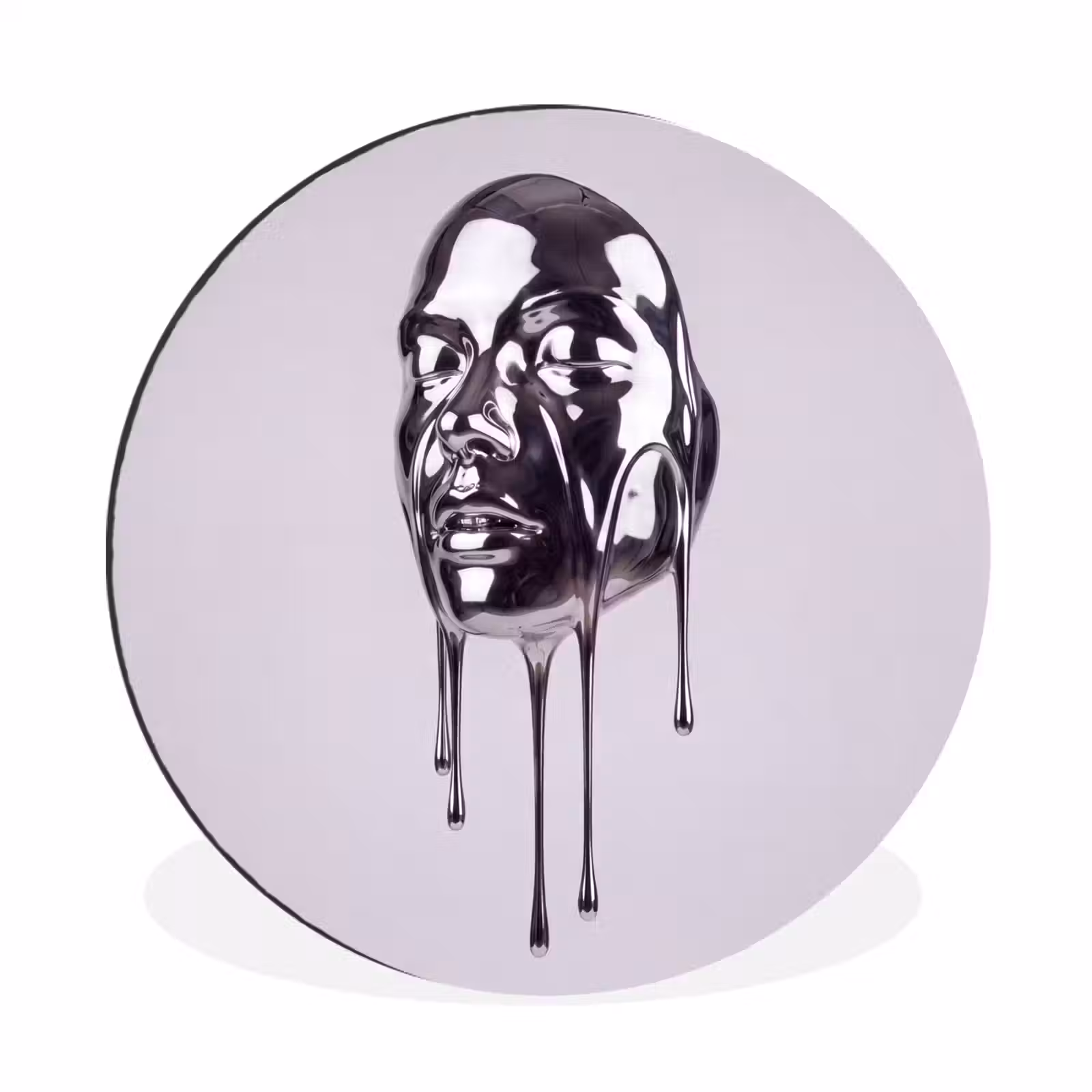 Muurcirkel aluminium - Hoofd - Smeltend - Abstract — 1