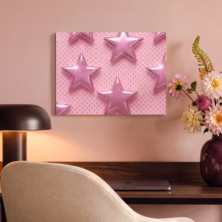 Akoestisch schilderij - Sterren - Roze - Abstract — 4