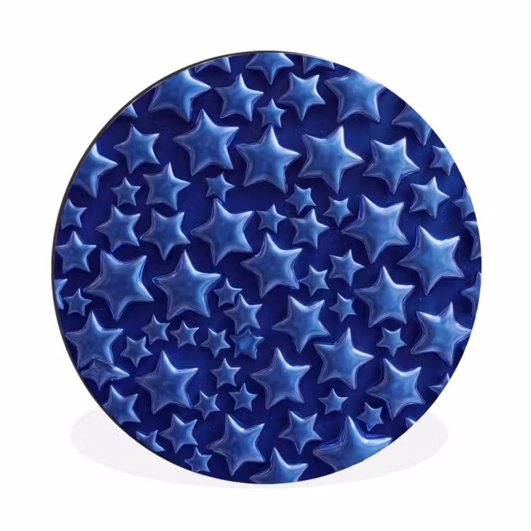 Muurcirkel aluminium - Blauwe sterren patroon — 1