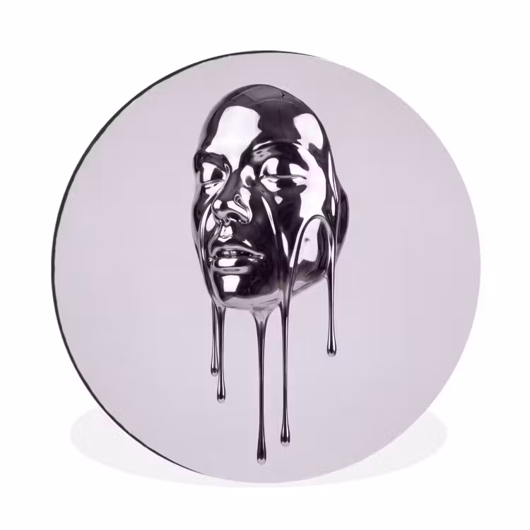 Muurcirkel aluminium - Hoofd - Smeltend - Abstract — 1
