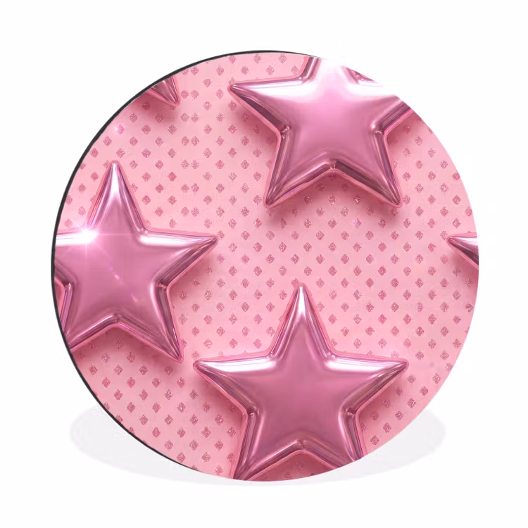 Muurcirkel aluminium - Sterren - Roze - Abstract — 1