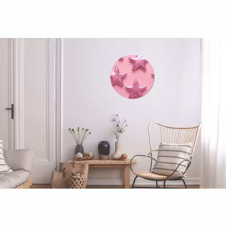 Muurcirkel aluminium - Sterren - Roze - Abstract — 2