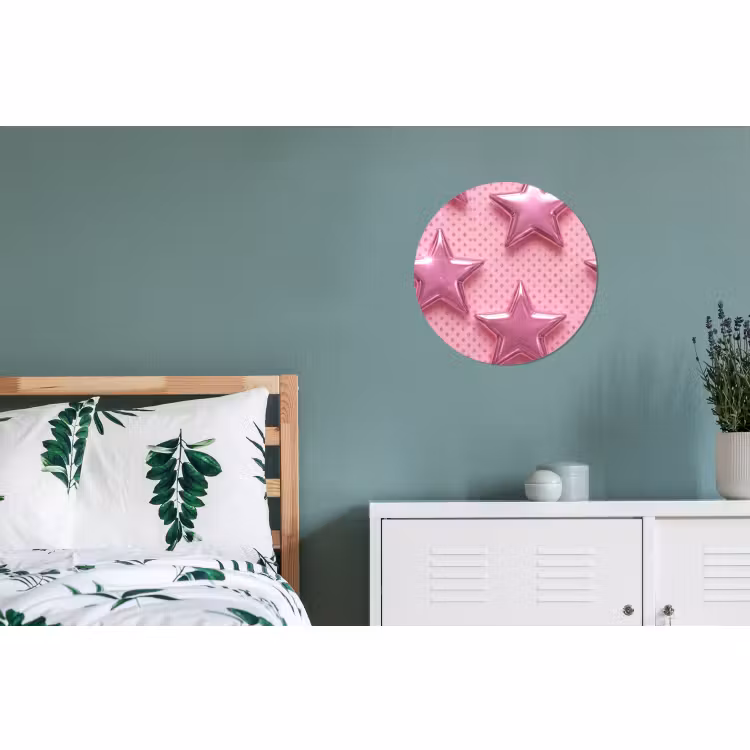 Muurcirkel aluminium - Sterren - Roze - Abstract — 4