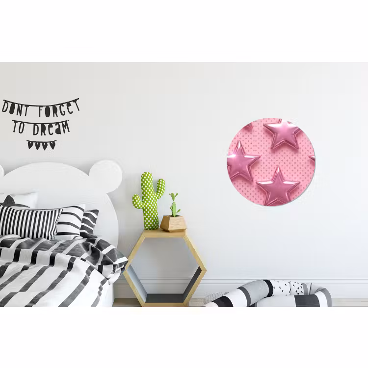 Muurcirkel aluminium - Sterren - Roze - Abstract — 5