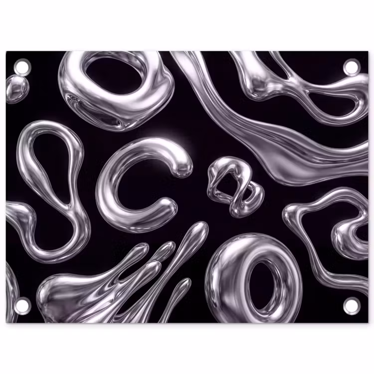 Tuinposter - Abstract - Vormen - Zilver — 1