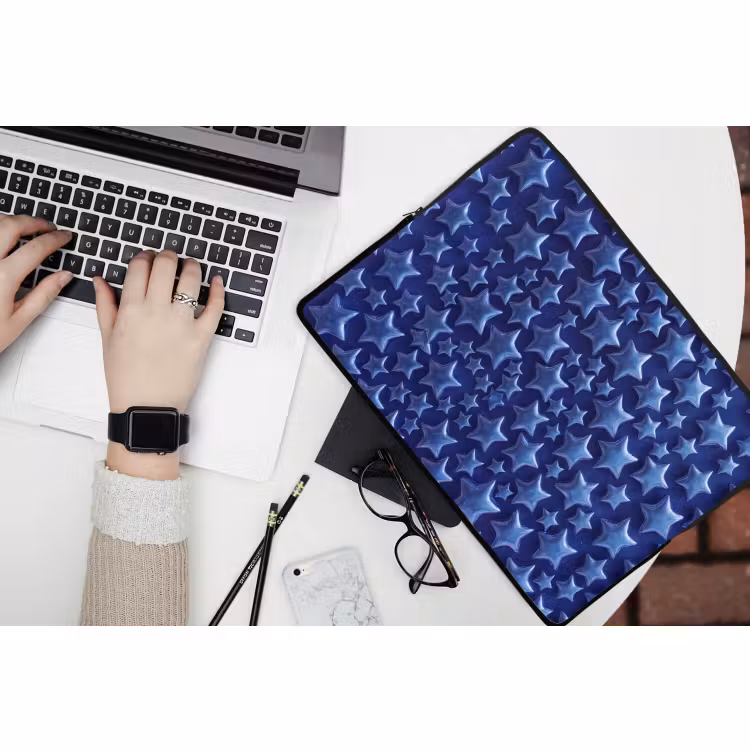 Laptophoes Blauwe sterren patroon — 3