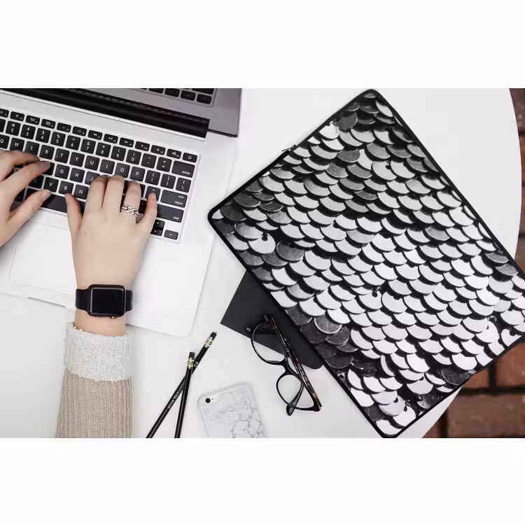 Laptophoes Pailletten - Zilver - Patroon — 3
