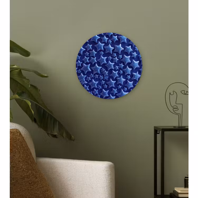 Muurcirkel glas - Blauwe sterren patroon — 3