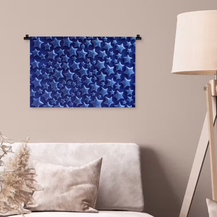 Wandkleed - Blauwe sterren patroon — 2