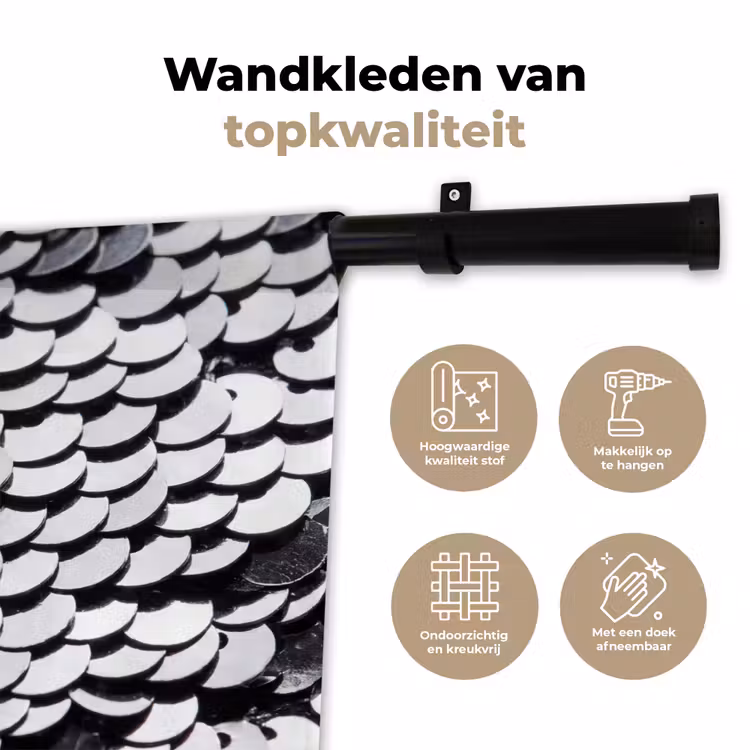 Wandkleed - Pailletten - Zilver - Patroon — 3