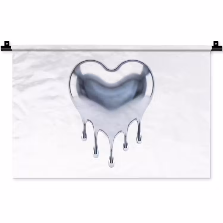 Wandkleed - Zilveren hart - Abstract — 1