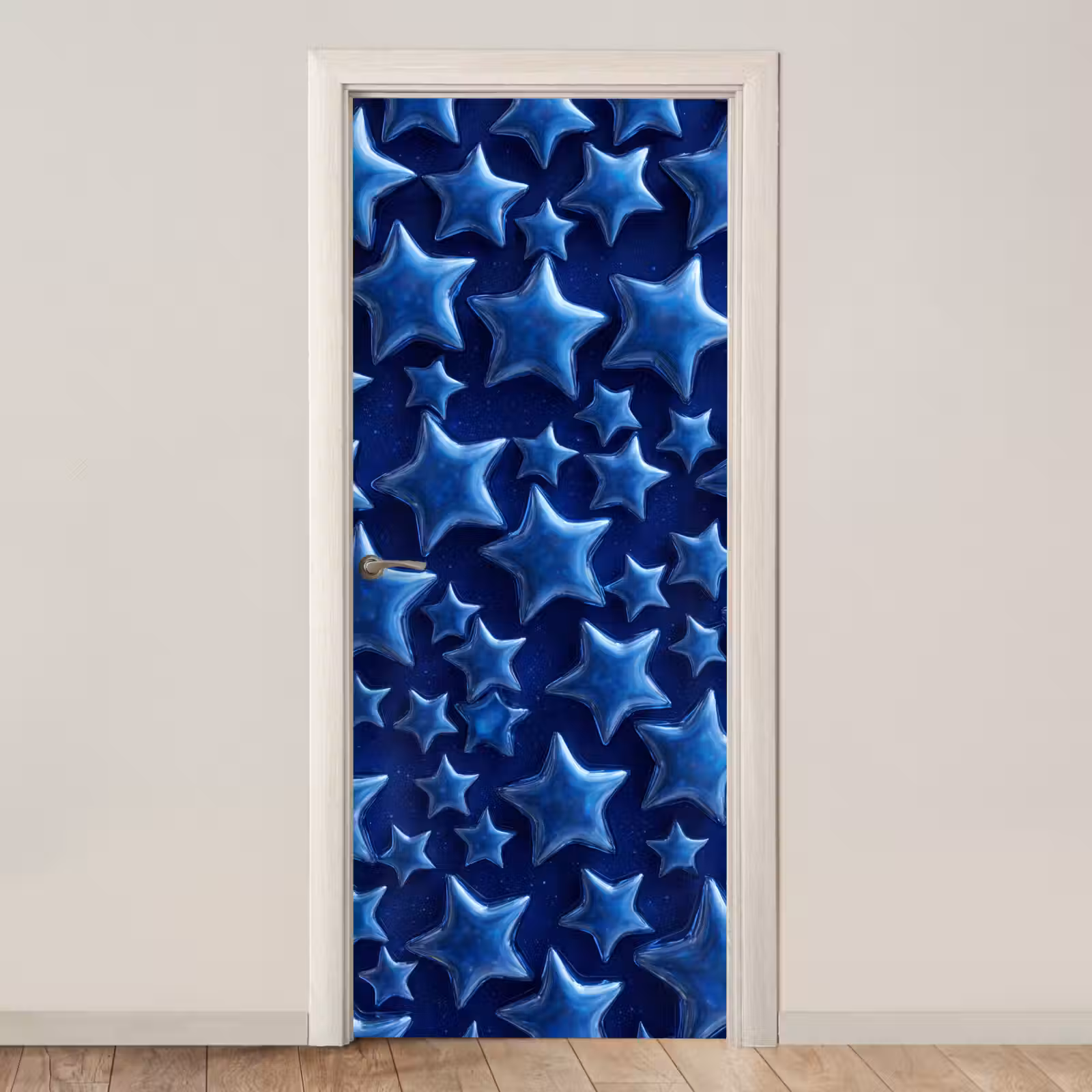 Deursticker - Blauwe sterren patroon — 1