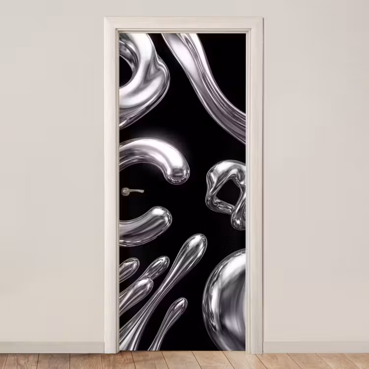 Deursticker - Abstract - Vormen - Zilver — 1