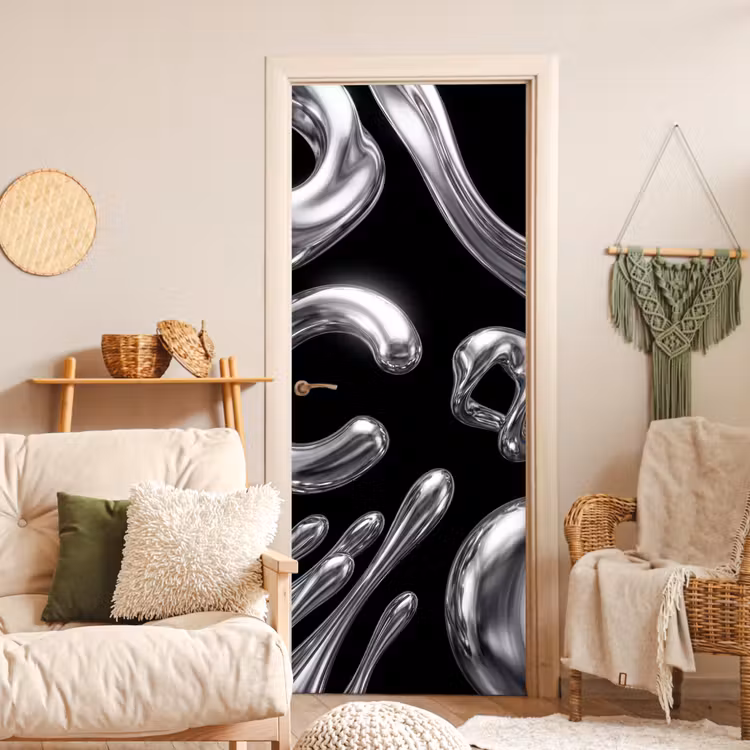 Deursticker - Abstract - Vormen - Zilver — 4