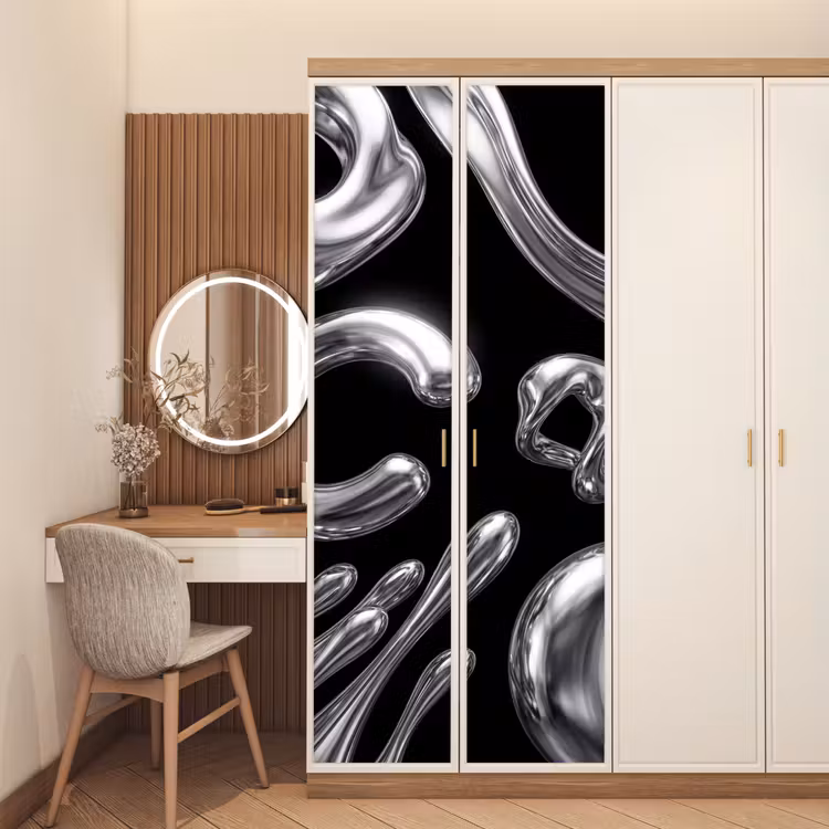 Deursticker - Abstract - Vormen - Zilver — 5