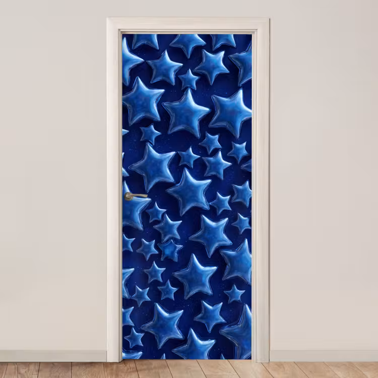Deursticker - Blauwe sterren patroon — 1