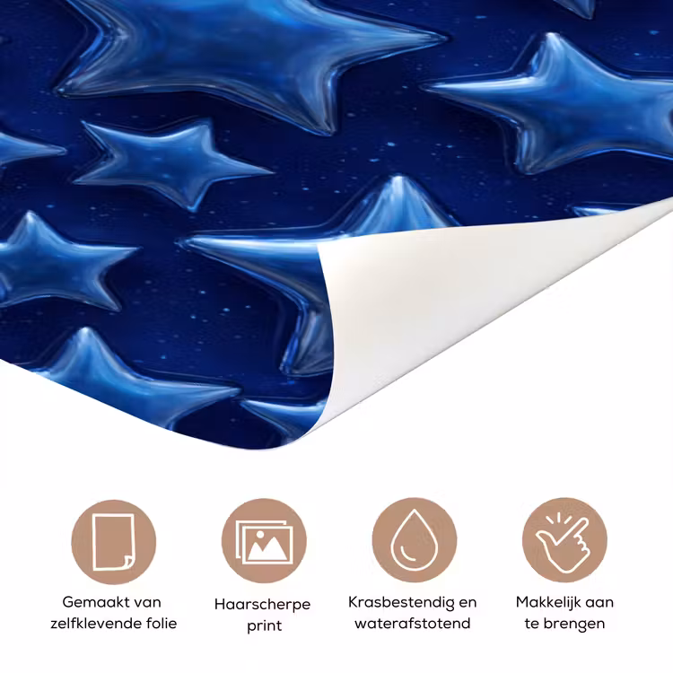 Deursticker - Blauwe sterren patroon — 3