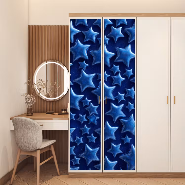 Deursticker - Blauwe sterren patroon — 5