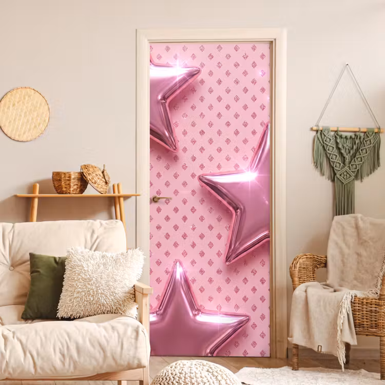 Deursticker - Sterren - Roze - Abstract — 4