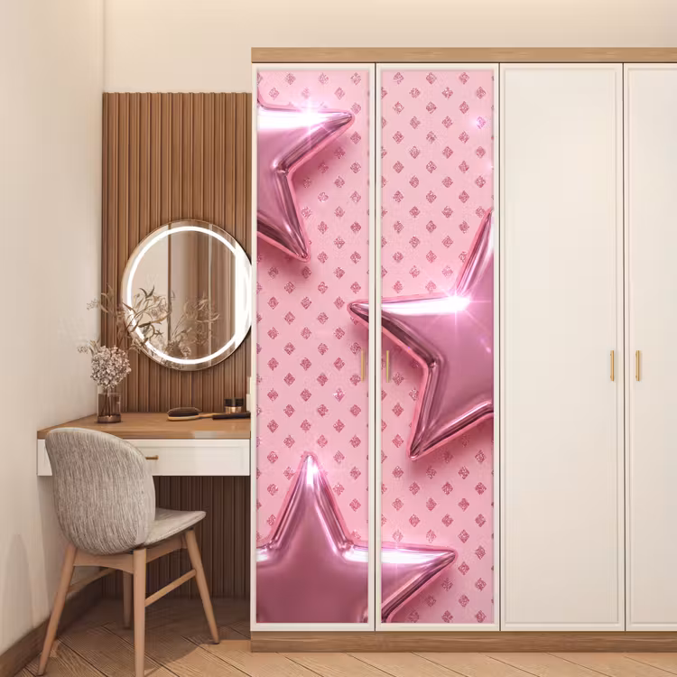 Deursticker - Sterren - Roze - Abstract — 5