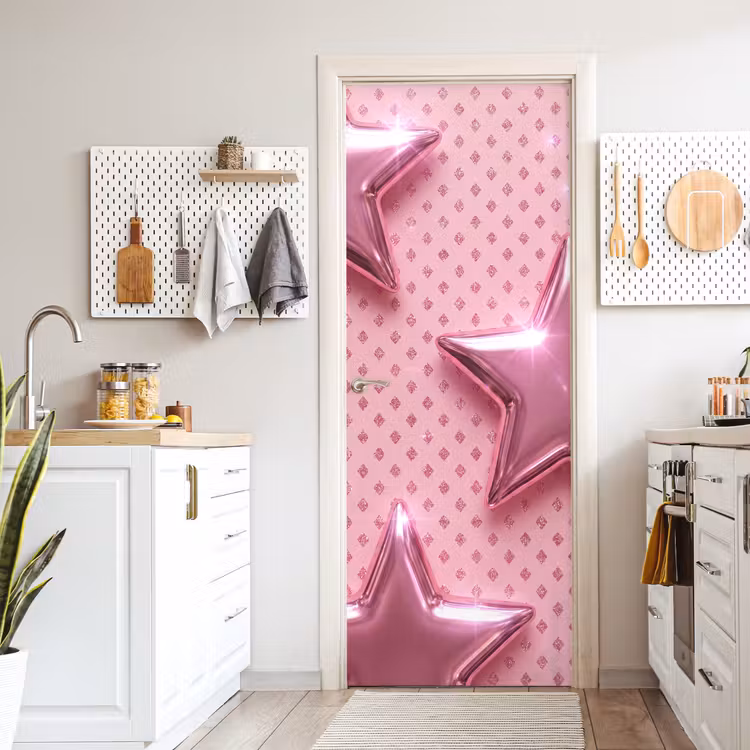 Deursticker - Sterren - Roze - Abstract — 7