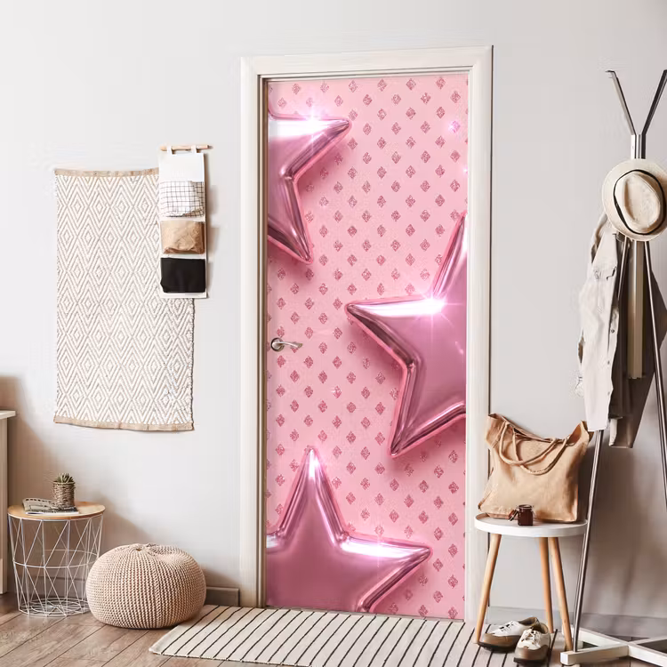 Deursticker - Sterren - Roze - Abstract — 8