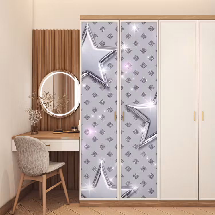Deursticker - Sterren - Zilver - Abstract — 5