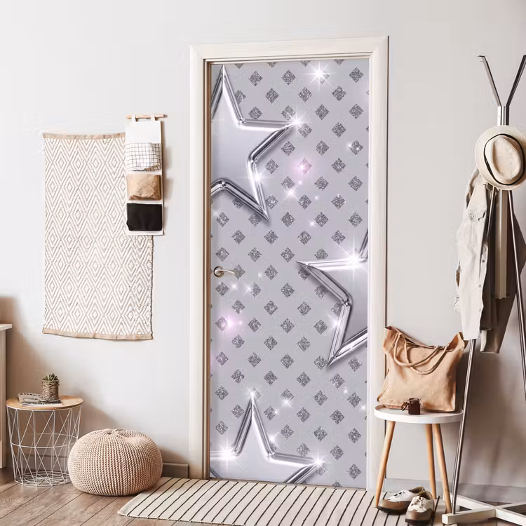 Deursticker - Sterren - Zilver - Abstract — 8