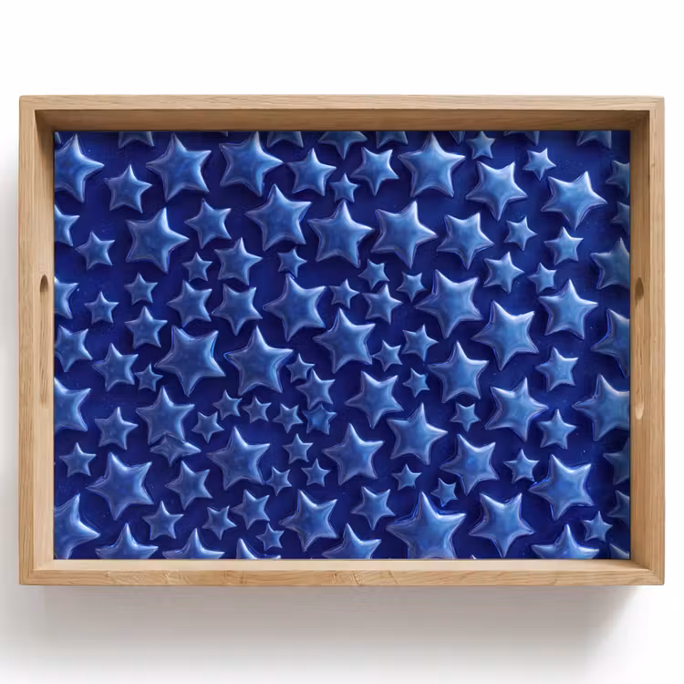 Dienblad - Blauwe sterren patroon — 1