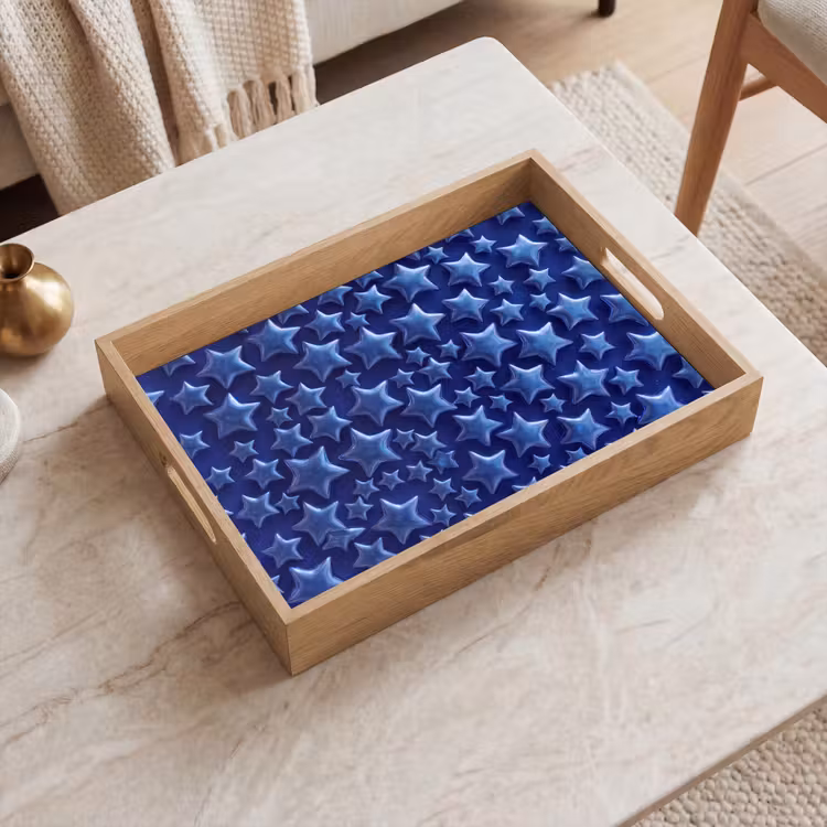 Dienblad - Blauwe sterren patroon — 2