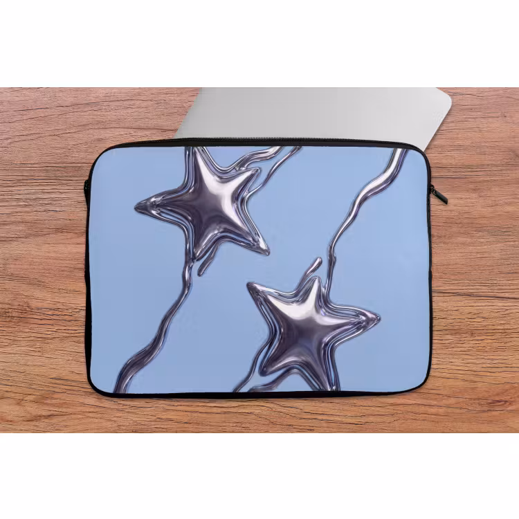 Laptophoes Sterren - Vloeibaar - Zilver — 2
