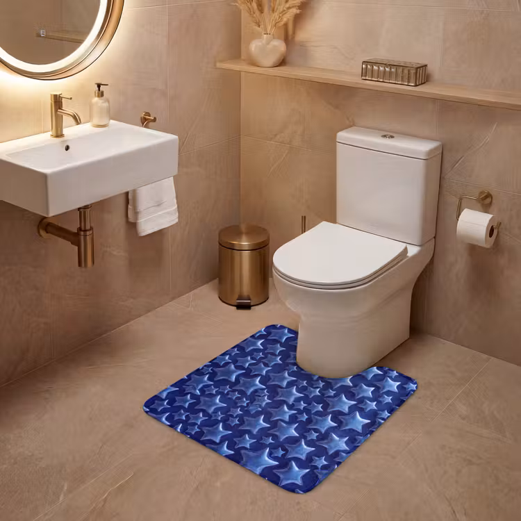 WC Mat - Blauwe sterren patroon — 3