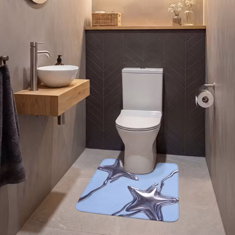 WC Mat - Sterren - Vloeibaar - Zilver — 2