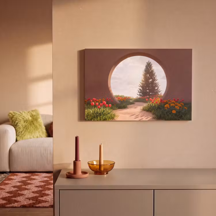Canvas schilderij - Pad - Bloemen - Natuur — 1
