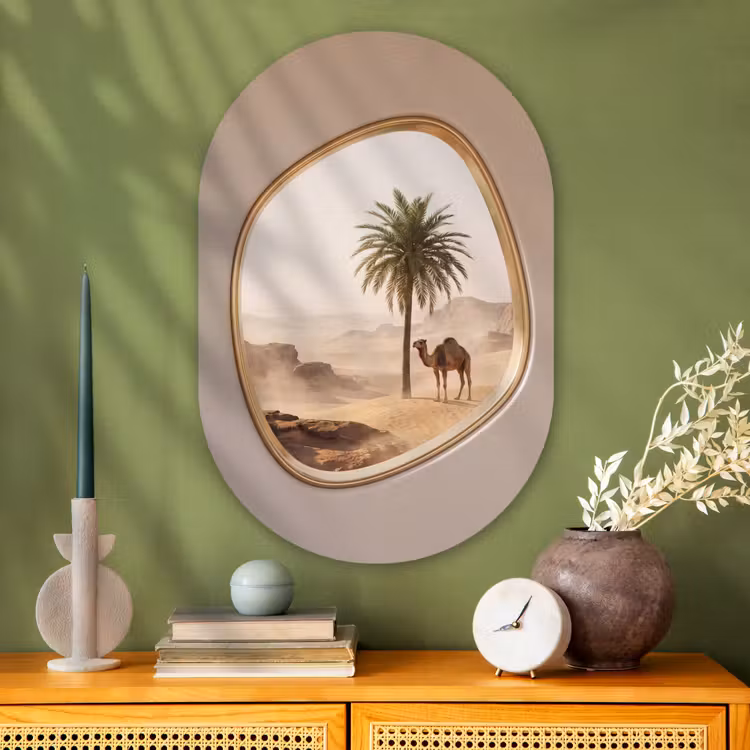 Muurovaal glas - Kameel - Woestijn - Natuur — 2