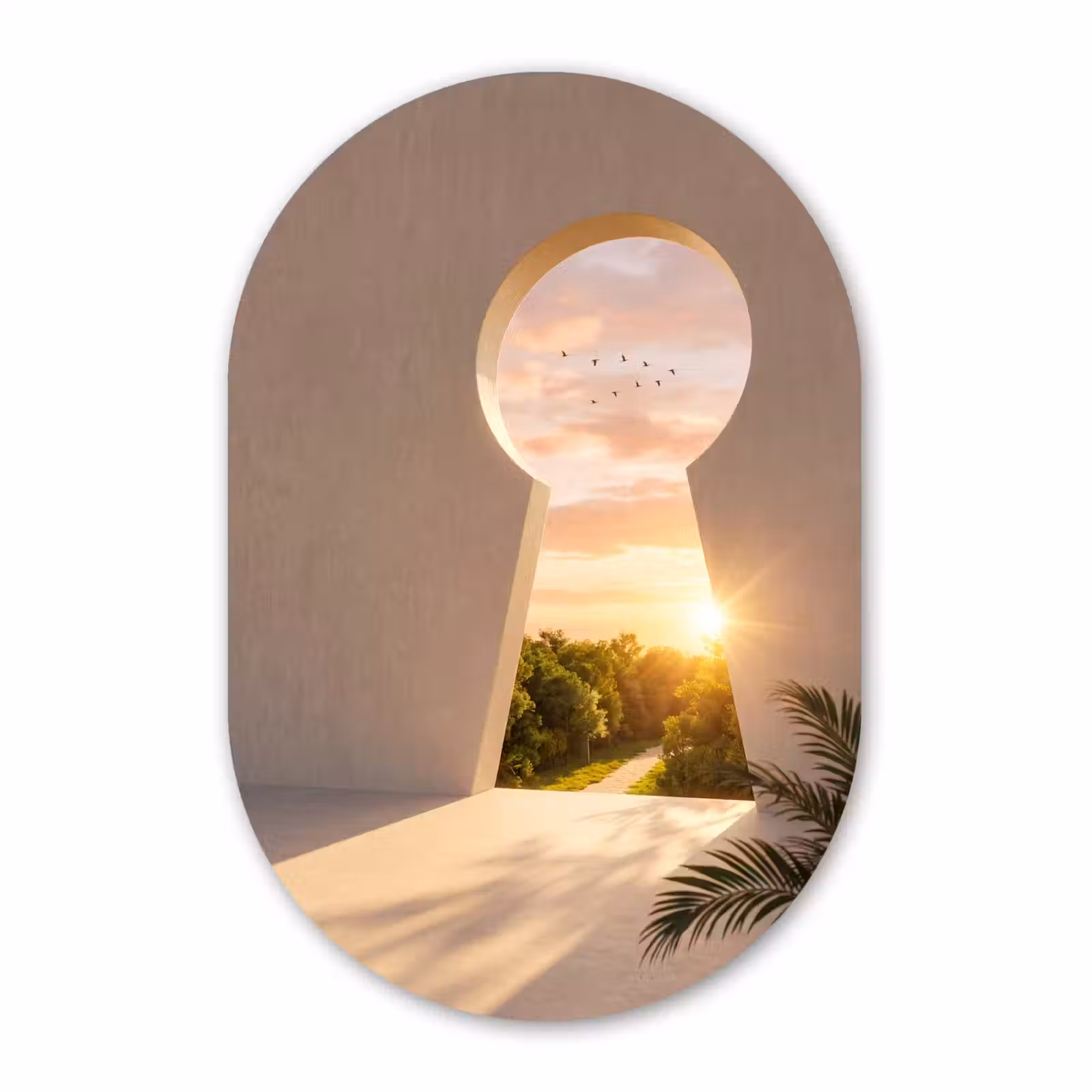 Muurovaal glas - Sleutelgat - Natuur - Zon — 1
