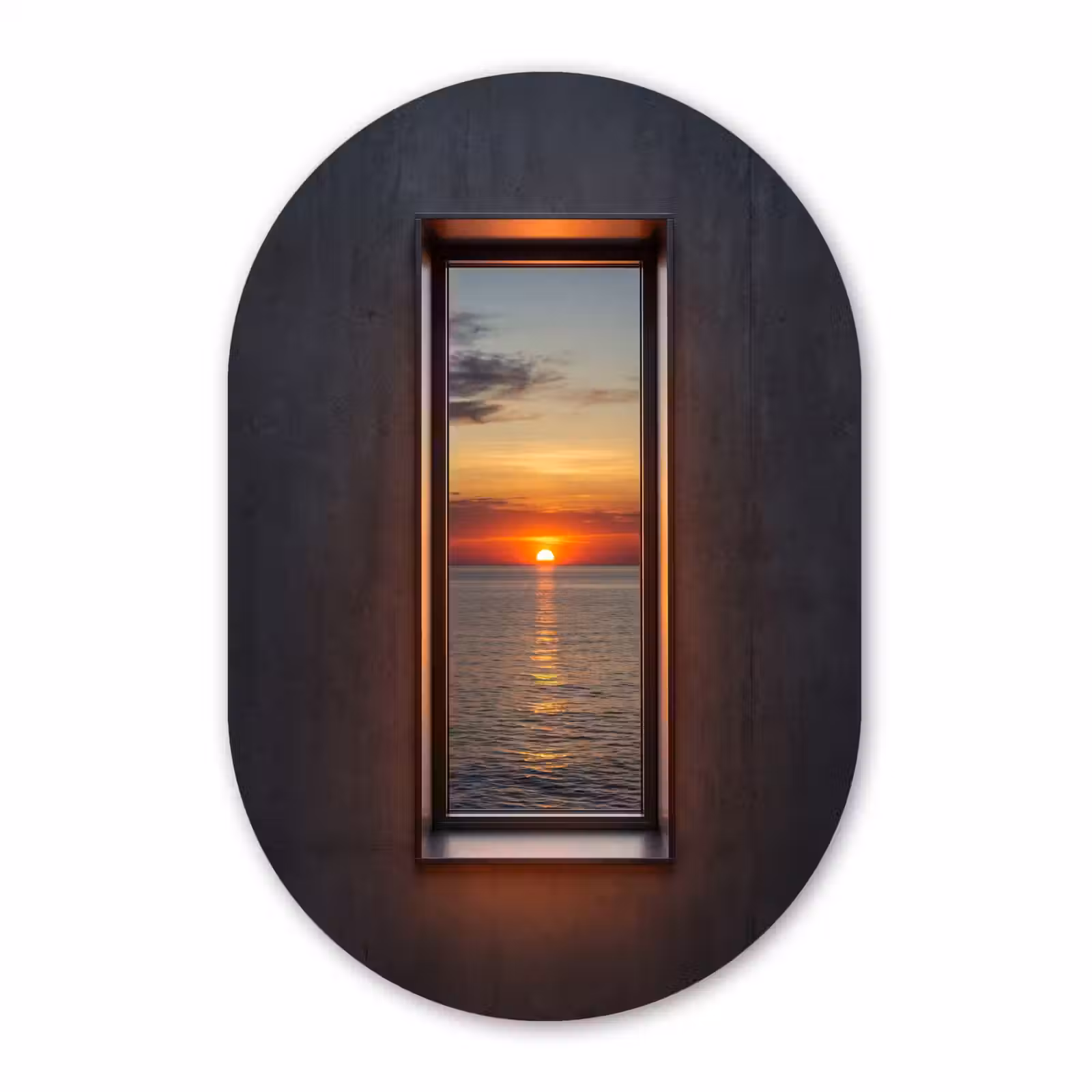 Muurovaal glas - Zonsondergang - Zee - Natuur — 1