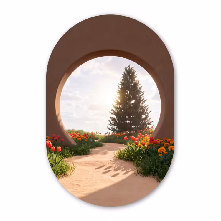 Muurovaal glas - Pad - Bloemen - Natuur — 1