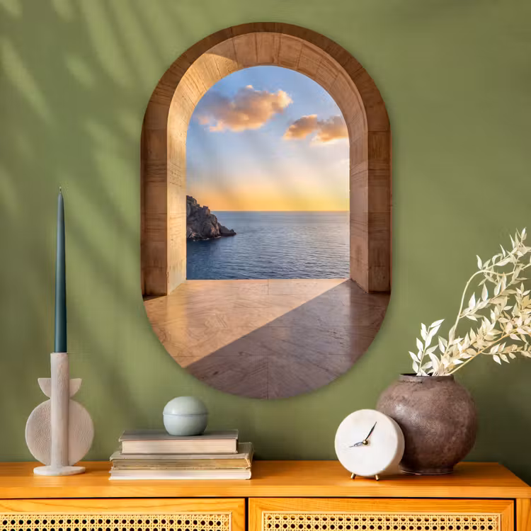 Muurovaal glas - Zee - Landschap - Avond — 2