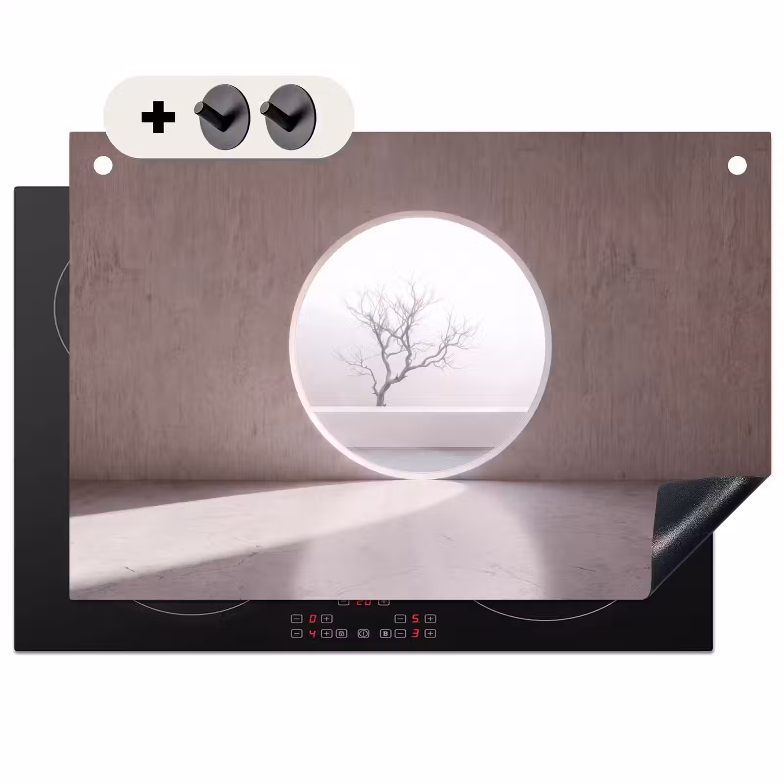 Inductiebeschermer & spatscherm (2in1) - Boom - Cirkel - Modern — 1