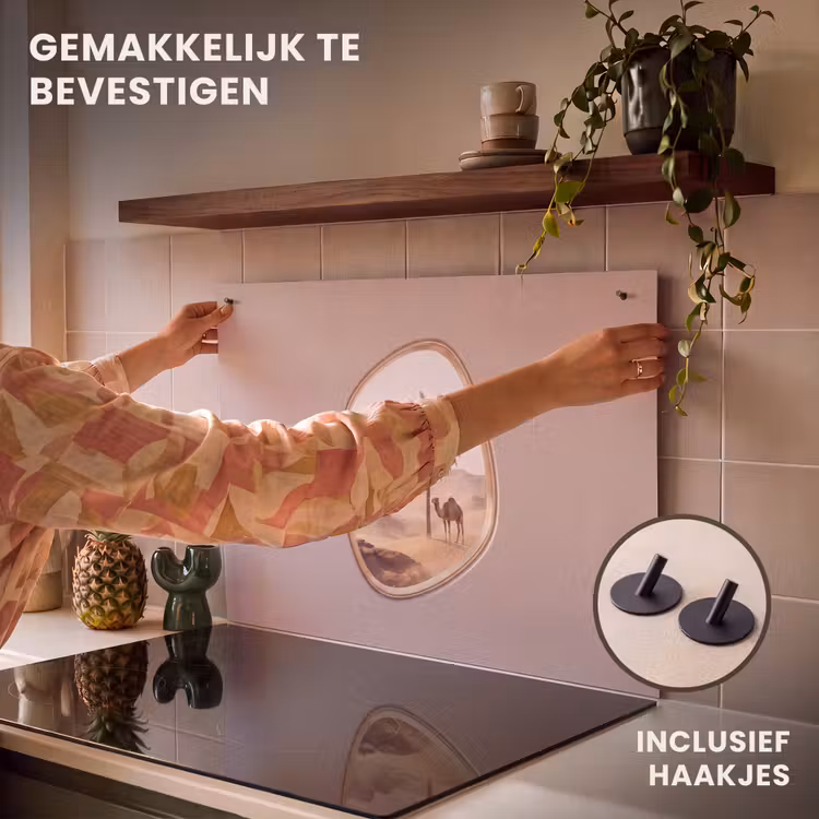 Inductiebeschermer & spatscherm (2in1) - Kameel - Woestijn - Natuur — 7