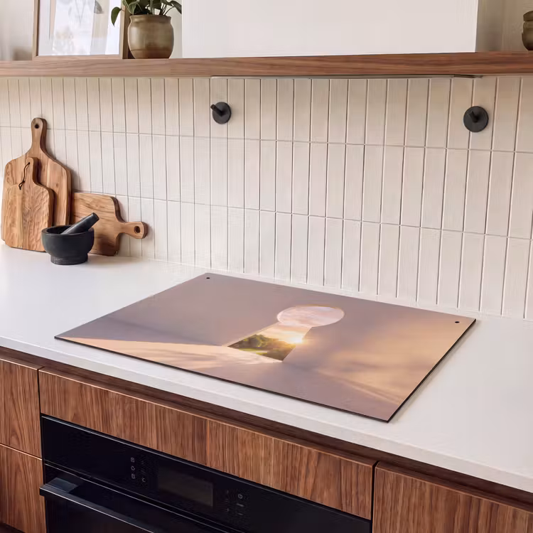 Inductiebeschermer & spatscherm (2in1) - Sleutelgat - Natuur - Zon — 3