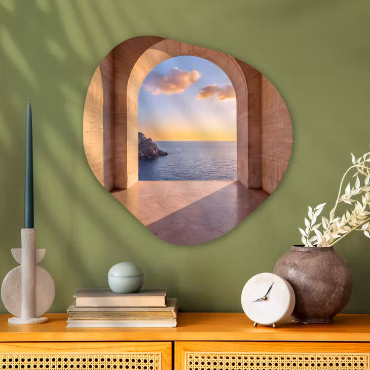 Organisch schilderij glas - Zee - Landschap - Avond — 2