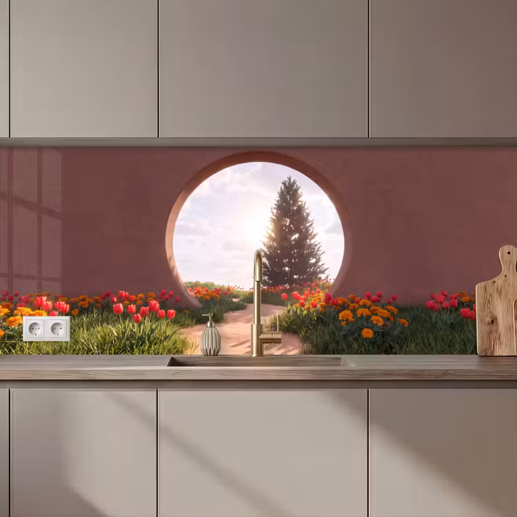 Keuken achterwand - Pad - Bloemen - Natuur — 1
