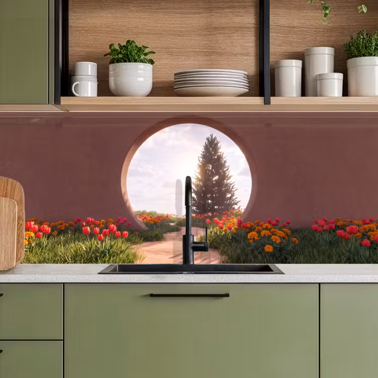 Keuken achterwand - Pad - Bloemen - Natuur — 8